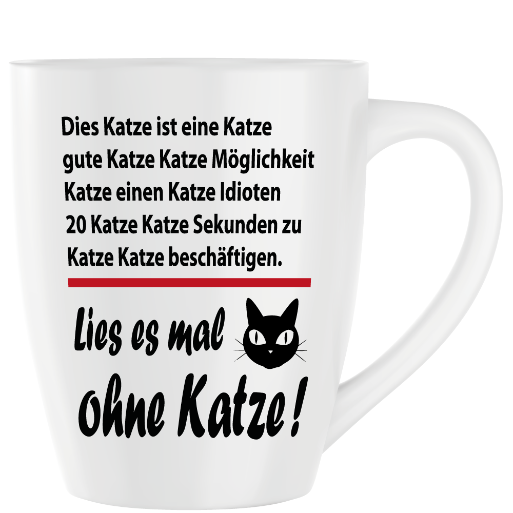 Latte Becher Weiss " Katze lesen "
