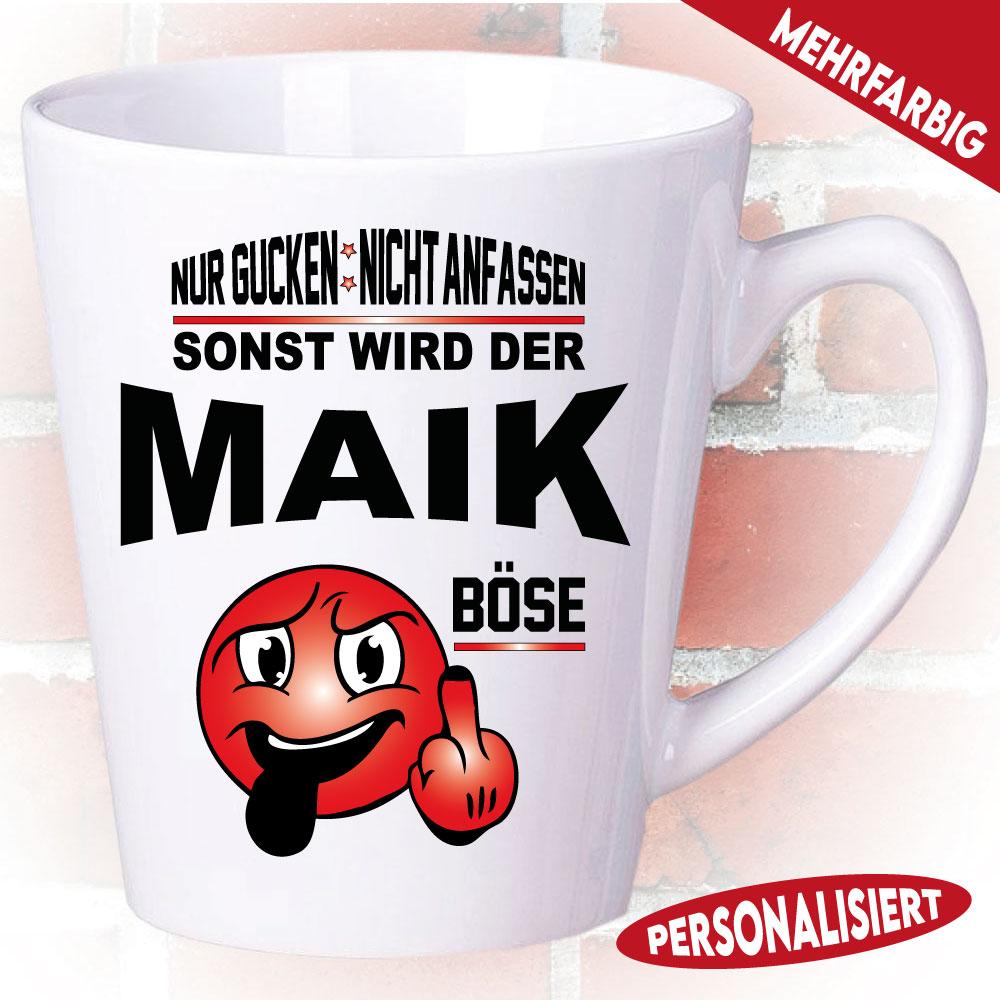 Lustiger Latte Becher Weiss Personalisiert mit Name