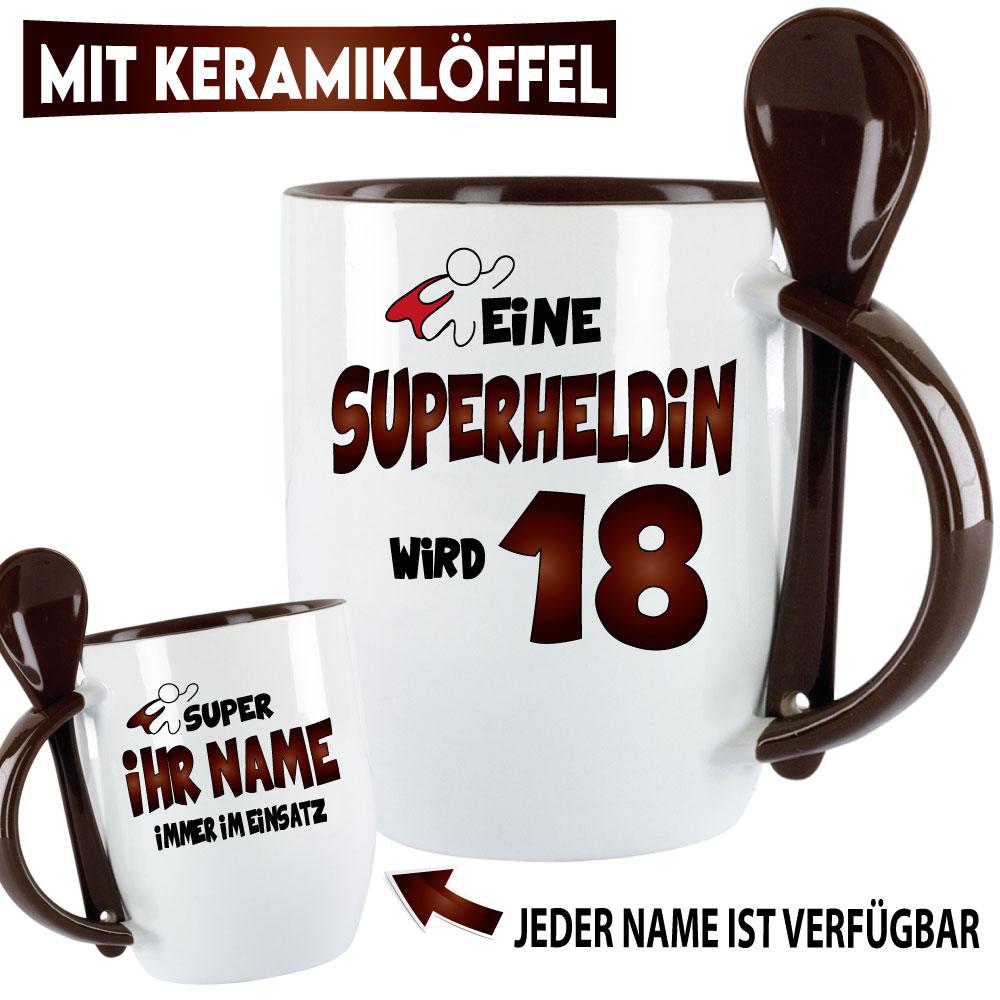 Tasse zum Geburtstag Eine Superheldin wird 18 Rot