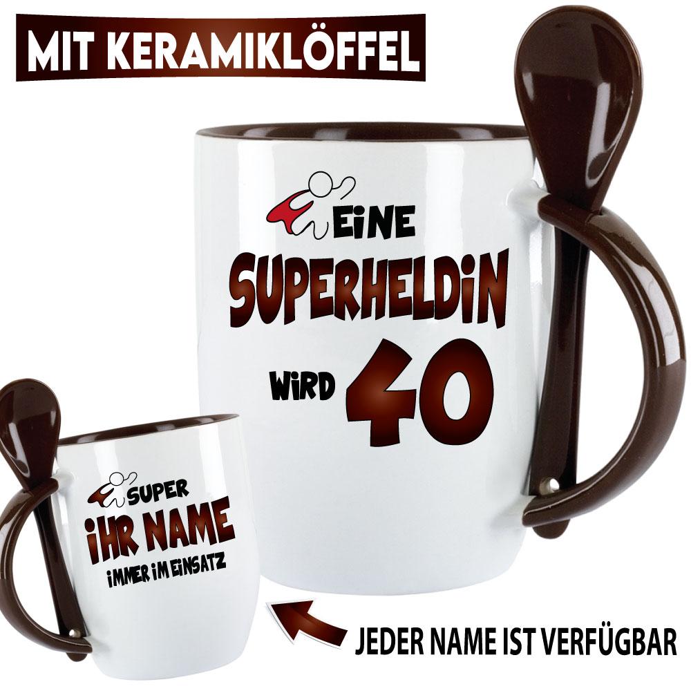 Tasse zum Geburtstag Eine Superheldin wird 40 Rot