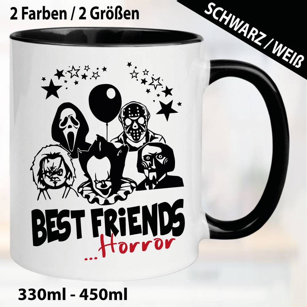 Tasse Schwarz Horror Friends