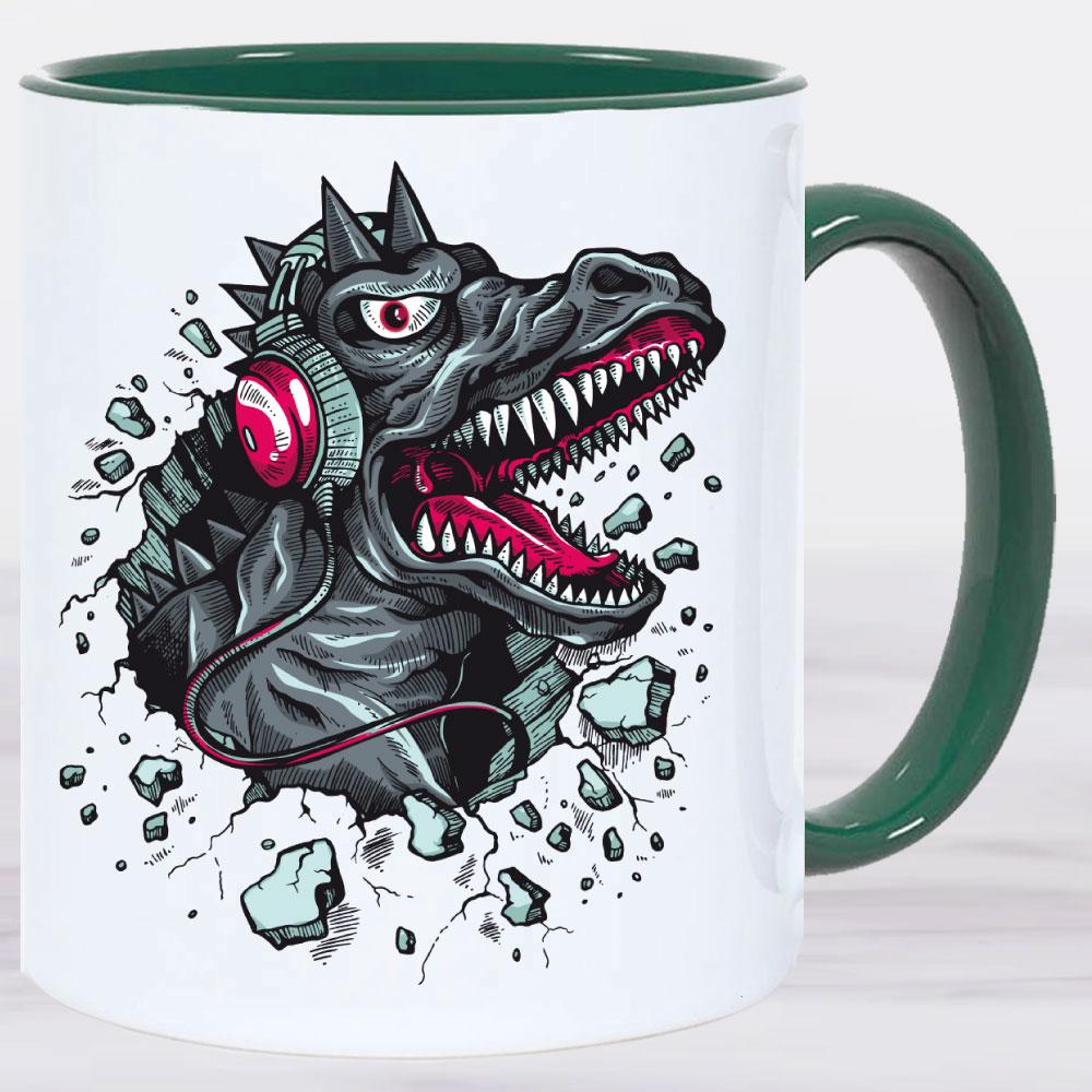 Tasse Music Dino Kopfhörer Grün