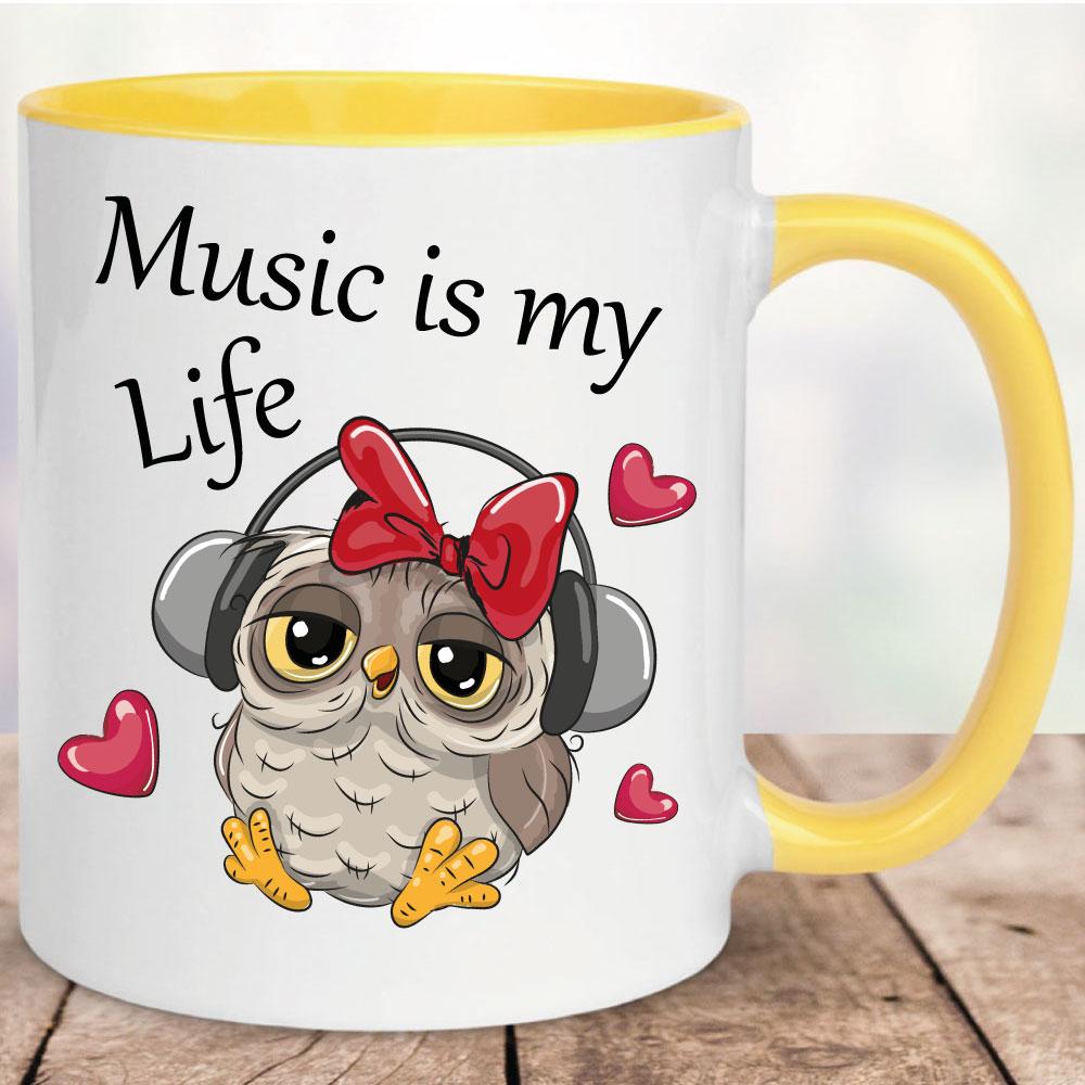 Tasse Music is my Life Gelb