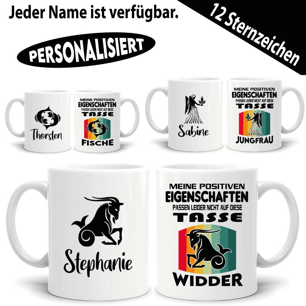 Tasse mit Sternzeichen und Name