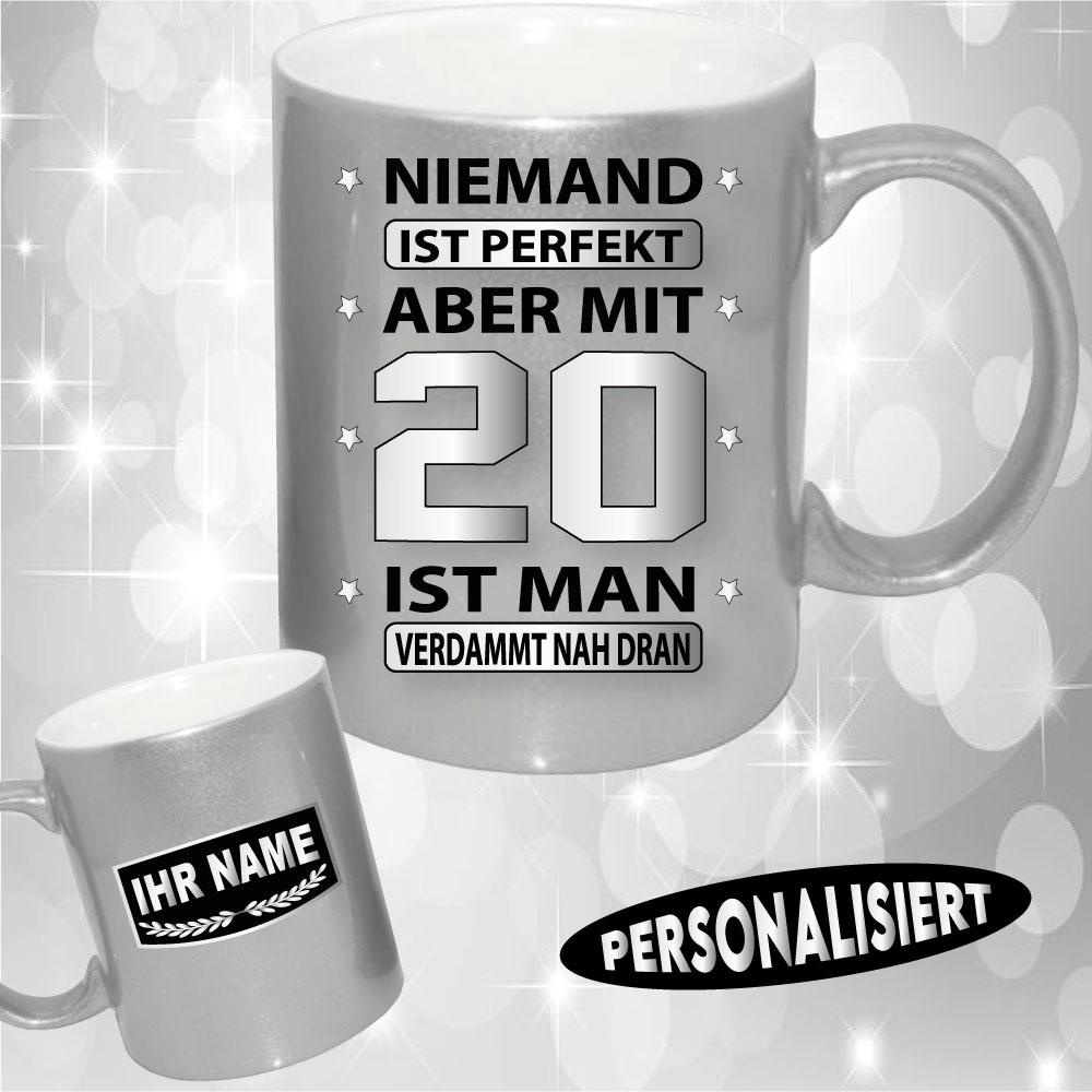 Tasse zum Geburtstag Silber Perfekt 20.