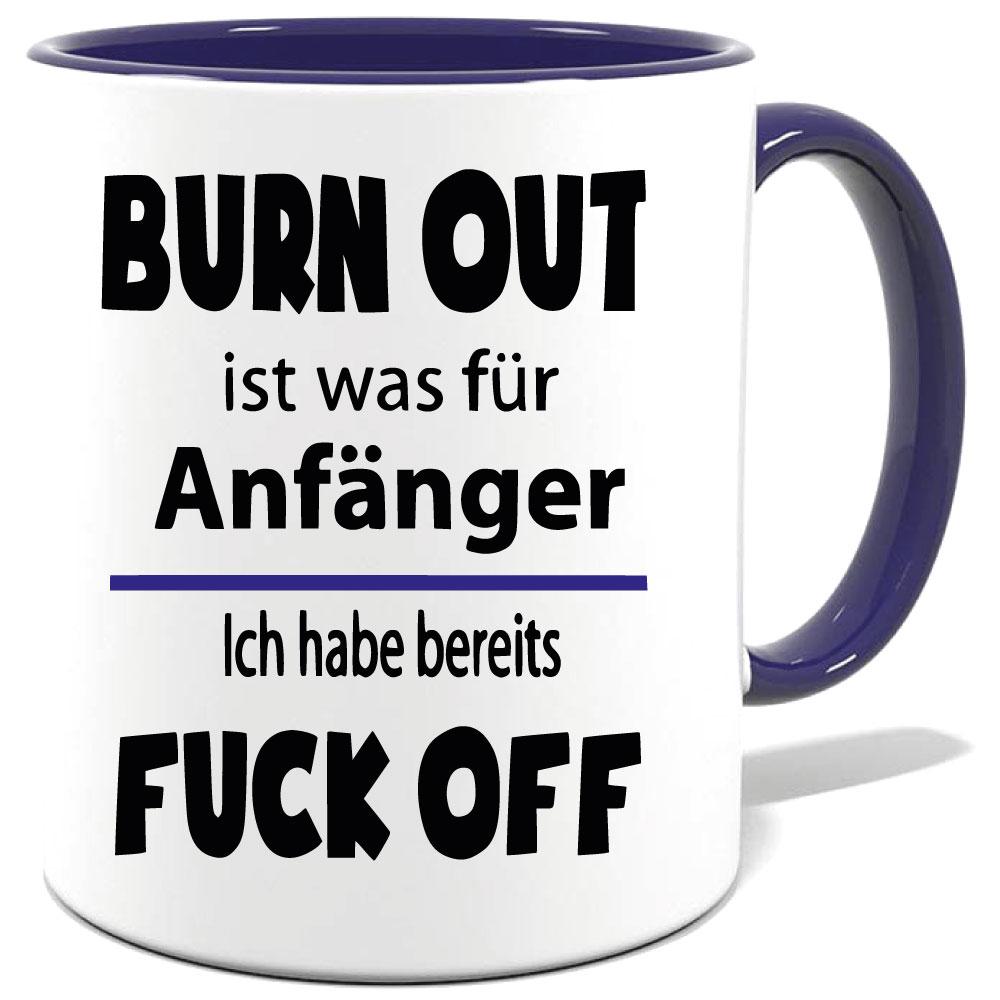 Dunkelblaue Sprüche Tasse Männer Burn Out