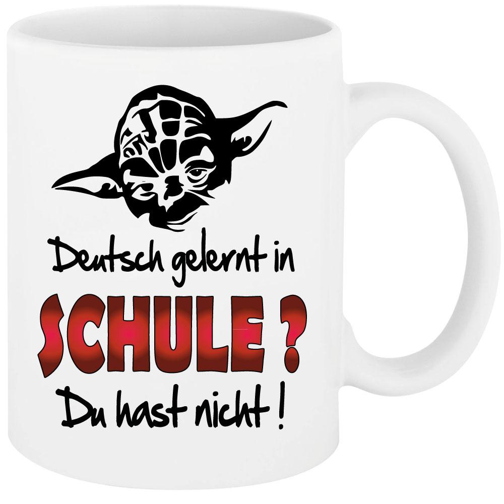 Weisse Sprüche Tasse Männer Yoda Deutsch gelernt du hast