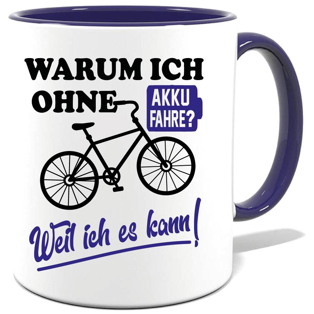 Dunkelblaue Sprüche Tasse Männer Elektrofahrrad fahren