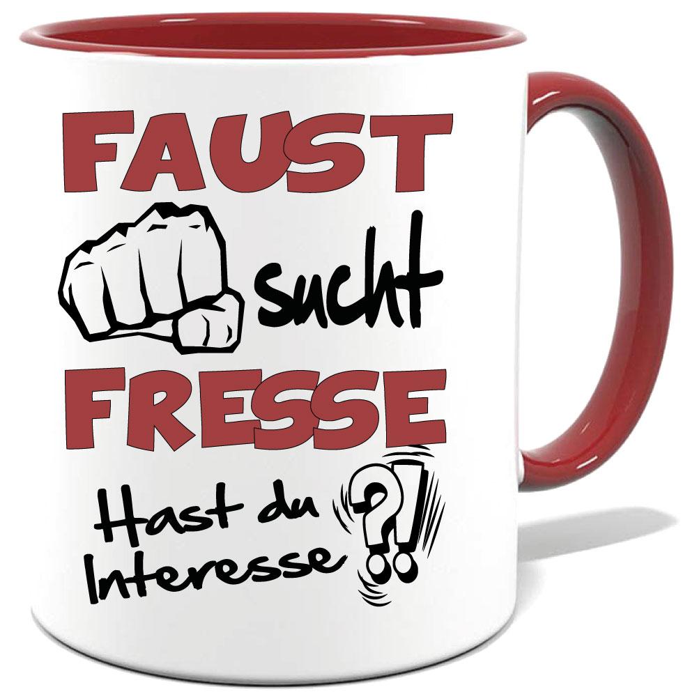 Maroone Sprüche Tasse Männer Faust sucht Fresse
