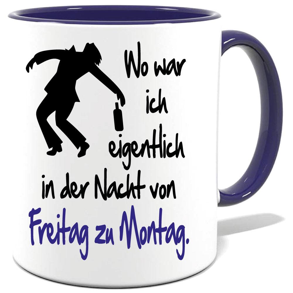 Dunkelblaue Sprüche Tasse Männer Montag bis Freitag