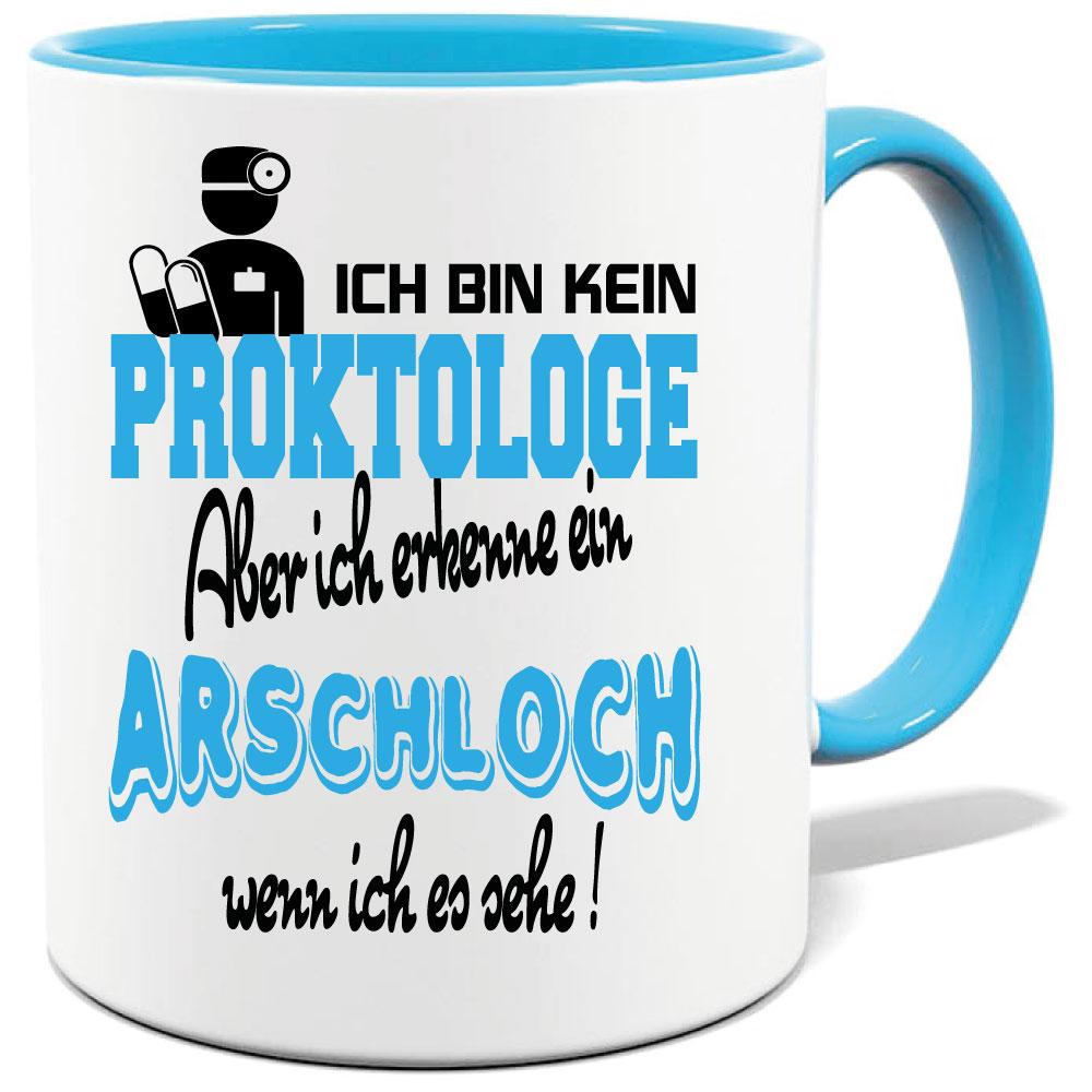 Hellblaue Sprüche Tasse Männer Proktologe Arschloch