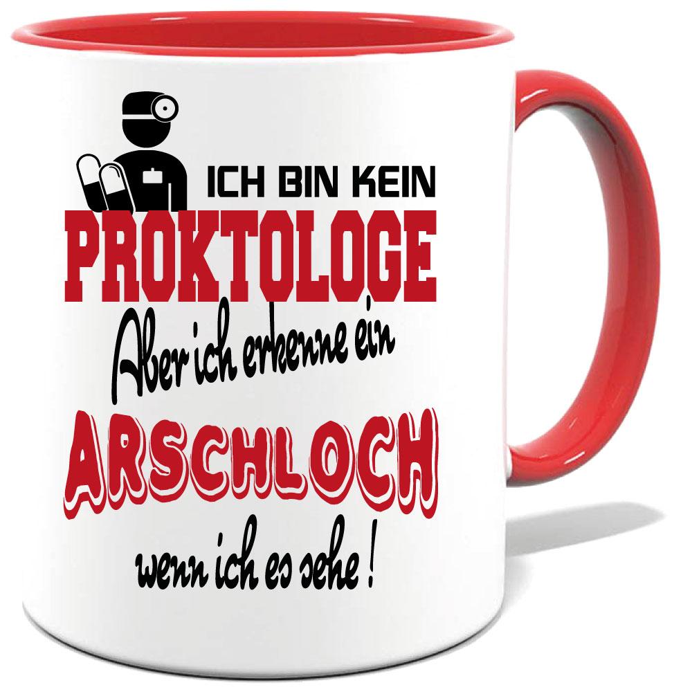 Rote Sprüche Tasse Männer Proktologe Arschloch