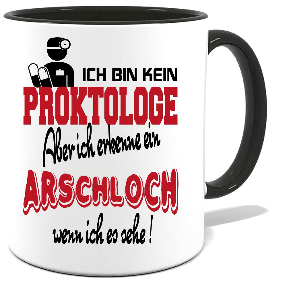 Schwarze Sprüche Tasse Männer Proktologe Arschloch