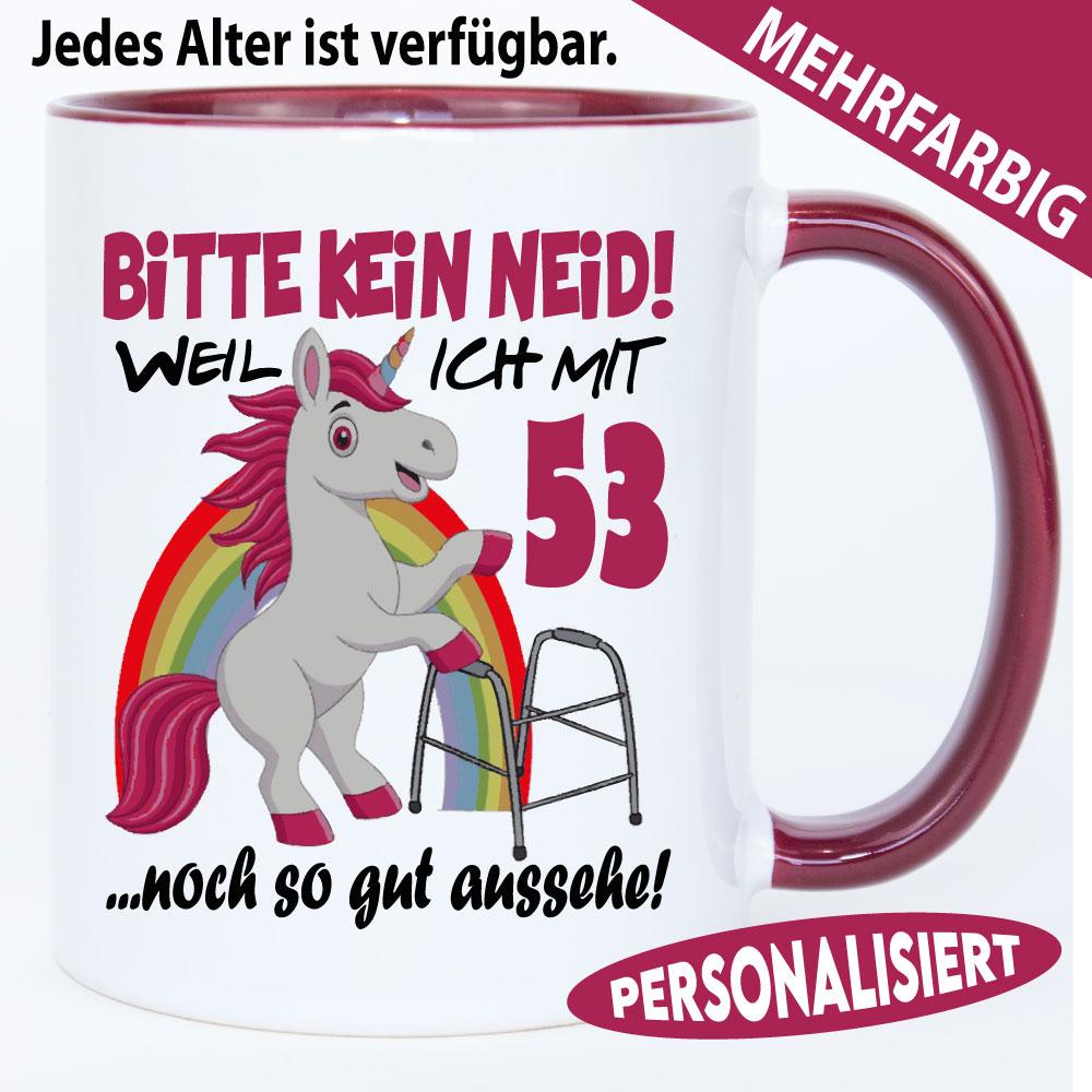 Tasse zum Geburtstag mit Einhorn und lustigen Spruch