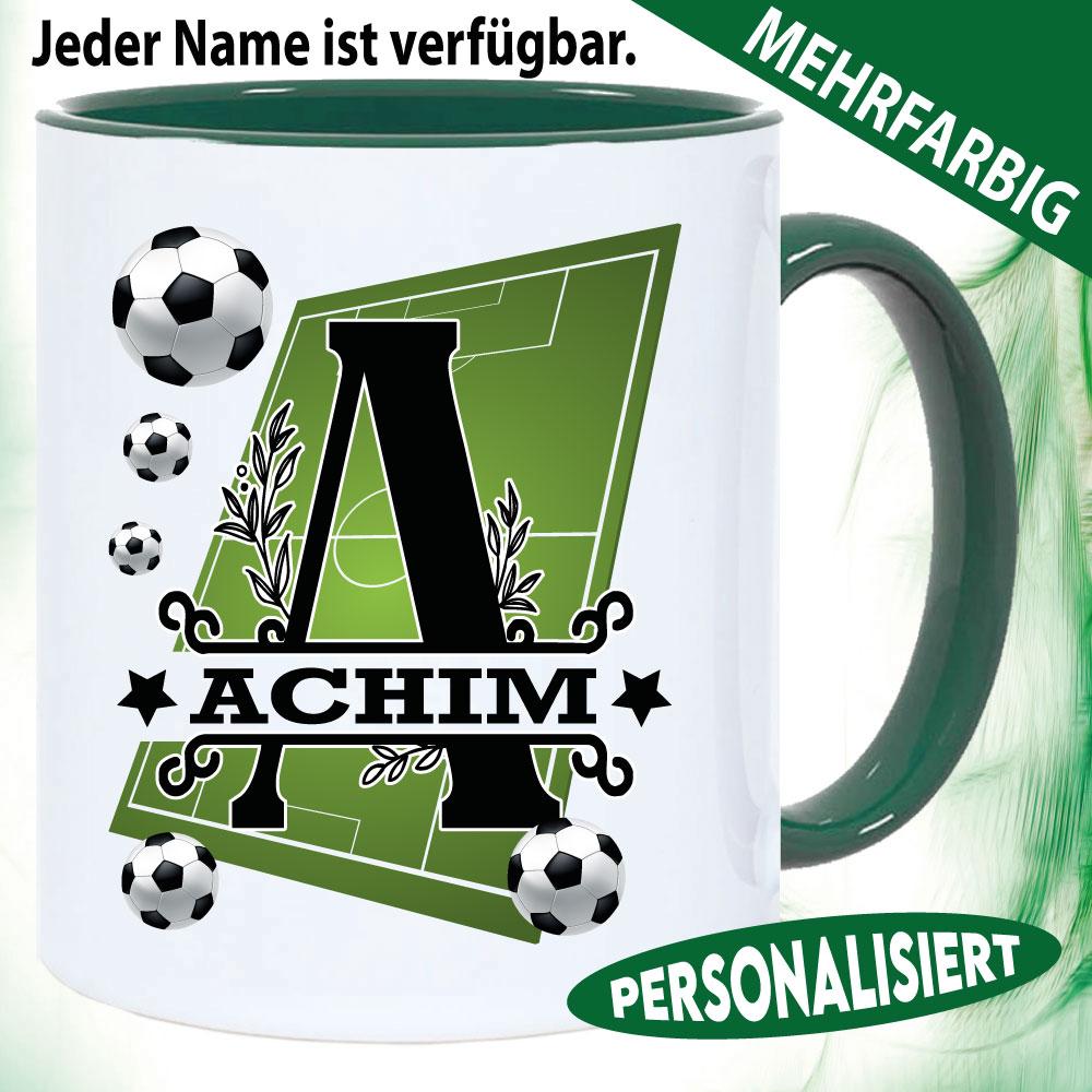 Tasse mit Buchstabe und Name Fußball