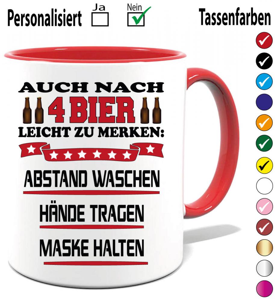 Corona Tasse in 7 Farben   4 Bier sind mein Impfstoff 2021