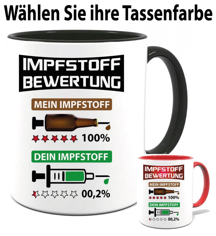 Tasse 2 Farben Corona   Meine Lustige Impfstoffbewertung