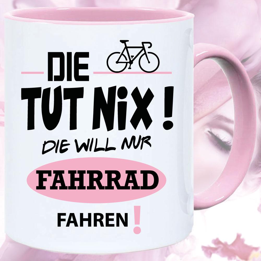 Tasse für Radfahrer Die tut nix Pink