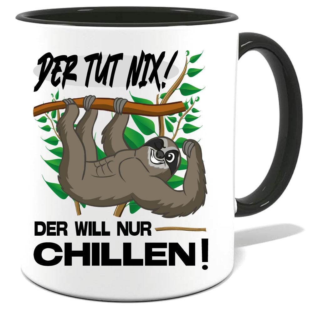 Faultier Tasse Der tut nix Schwarz