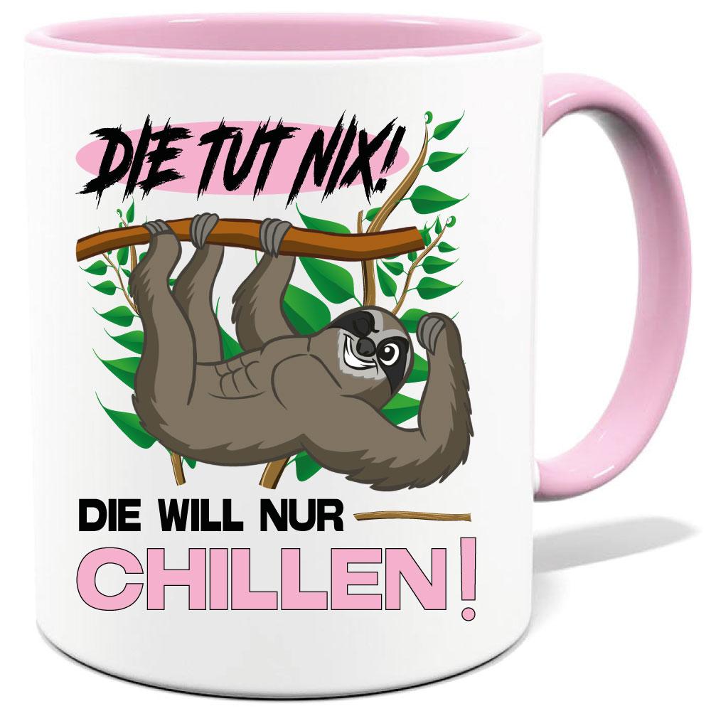 Faultier Tasse Die tut nix Pink