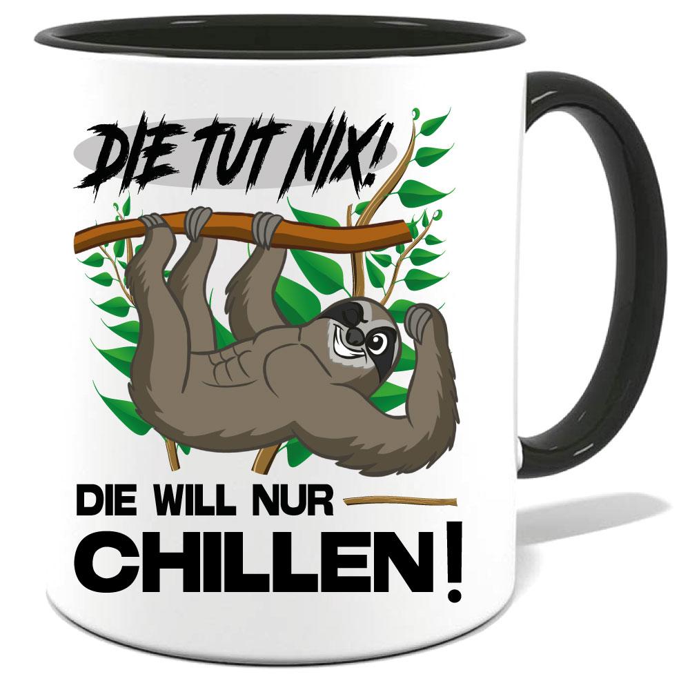 Faultier Tasse Die tut nix Schwarz