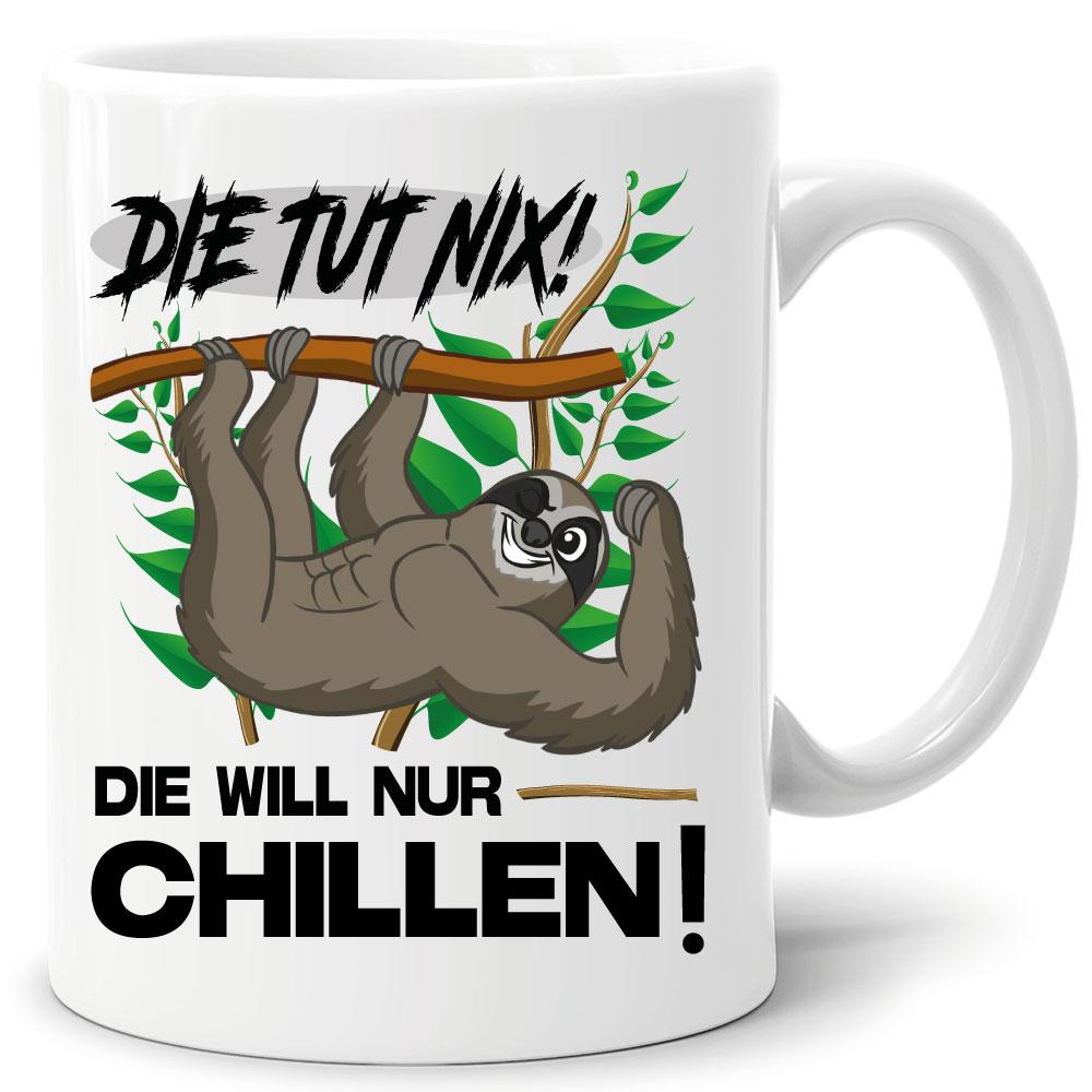 Faultier Tasse Die tut nix Weiss