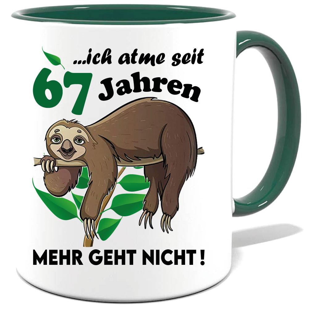 Tasse mit Faultier zum Geburtstag Grün