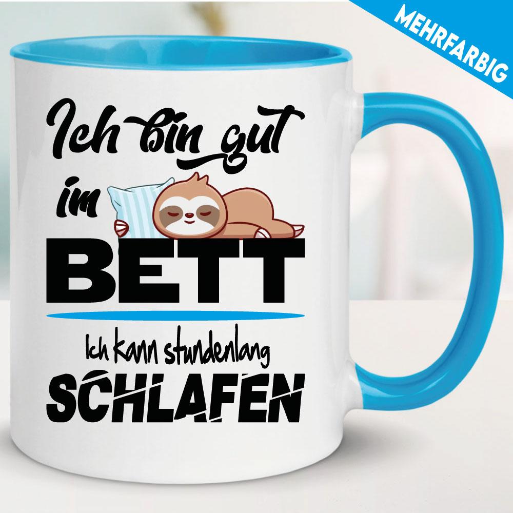 Tasse Faultier Gut im Bett Hellblau