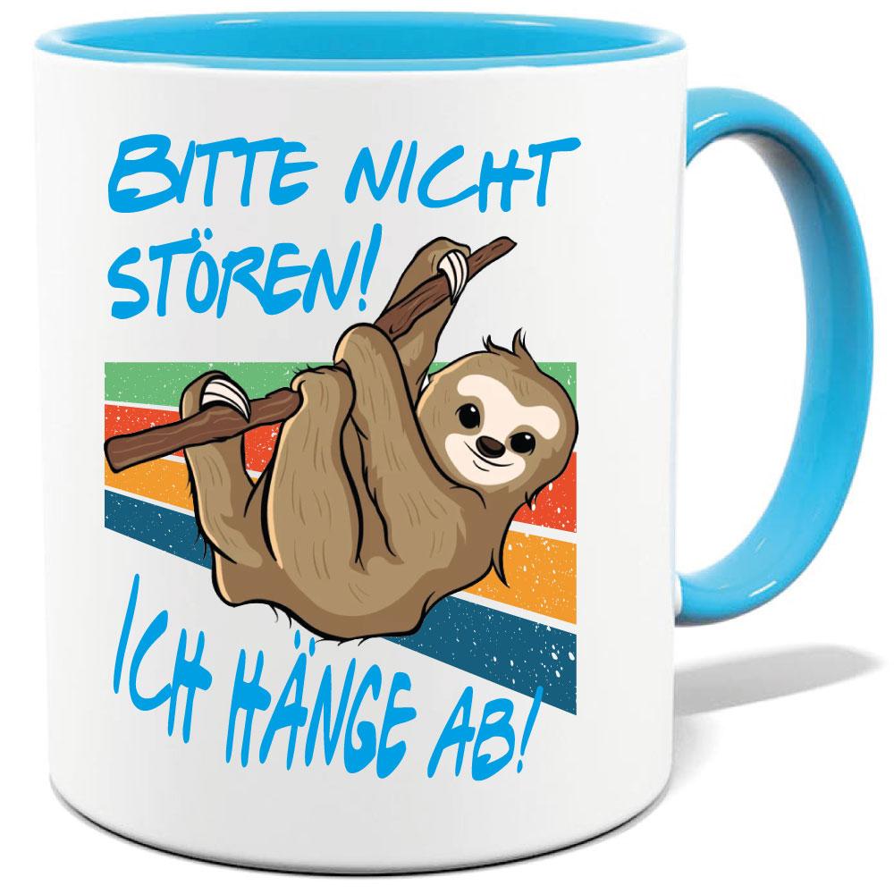 Tasse Faultier Ich hänge ab Hellblau