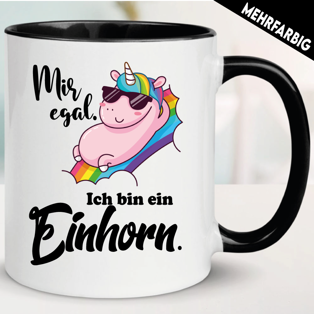 Sprüche Tasse für Frauen mit Motiv Einhorn.