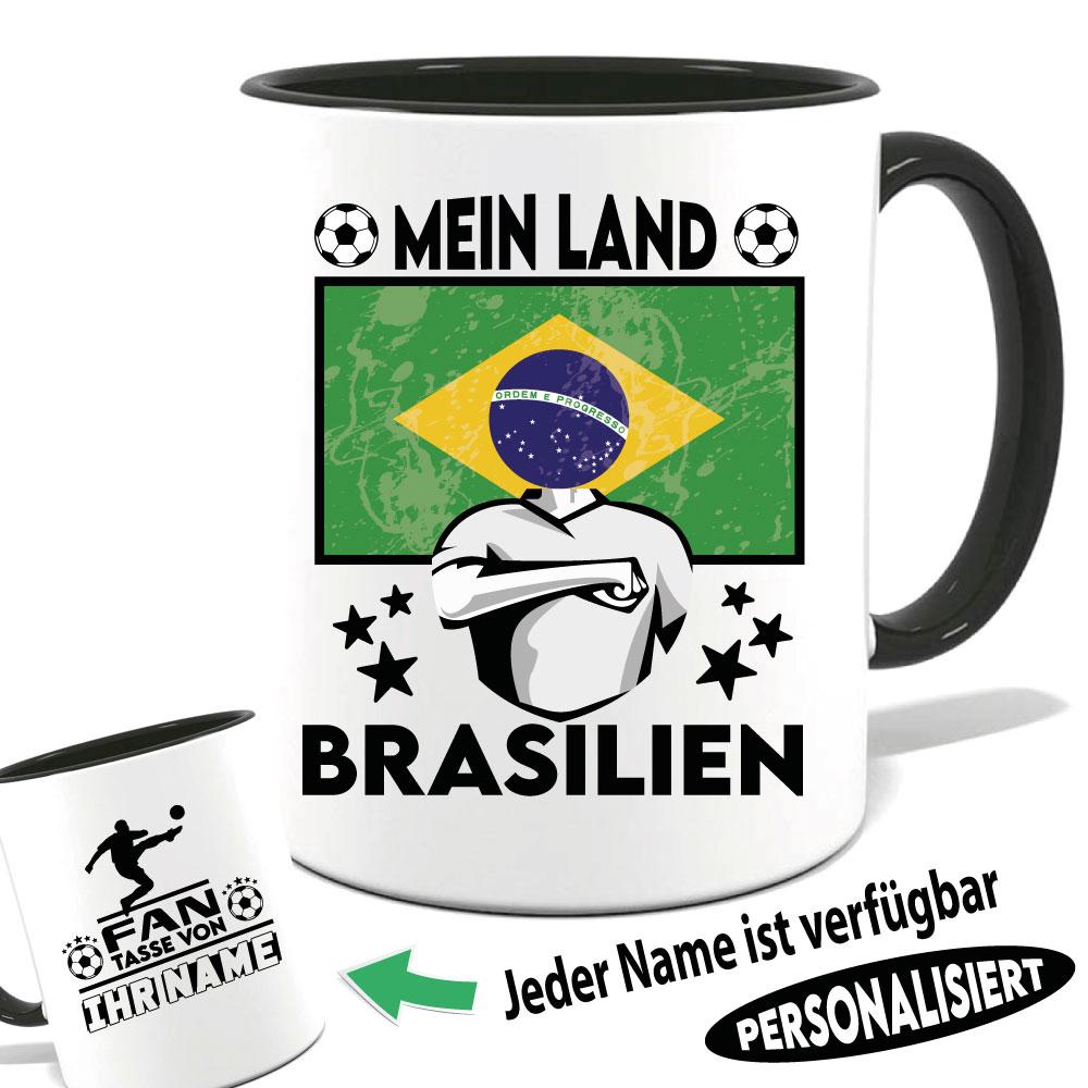 Brasilien - Tasse für Fußballfans mit Name