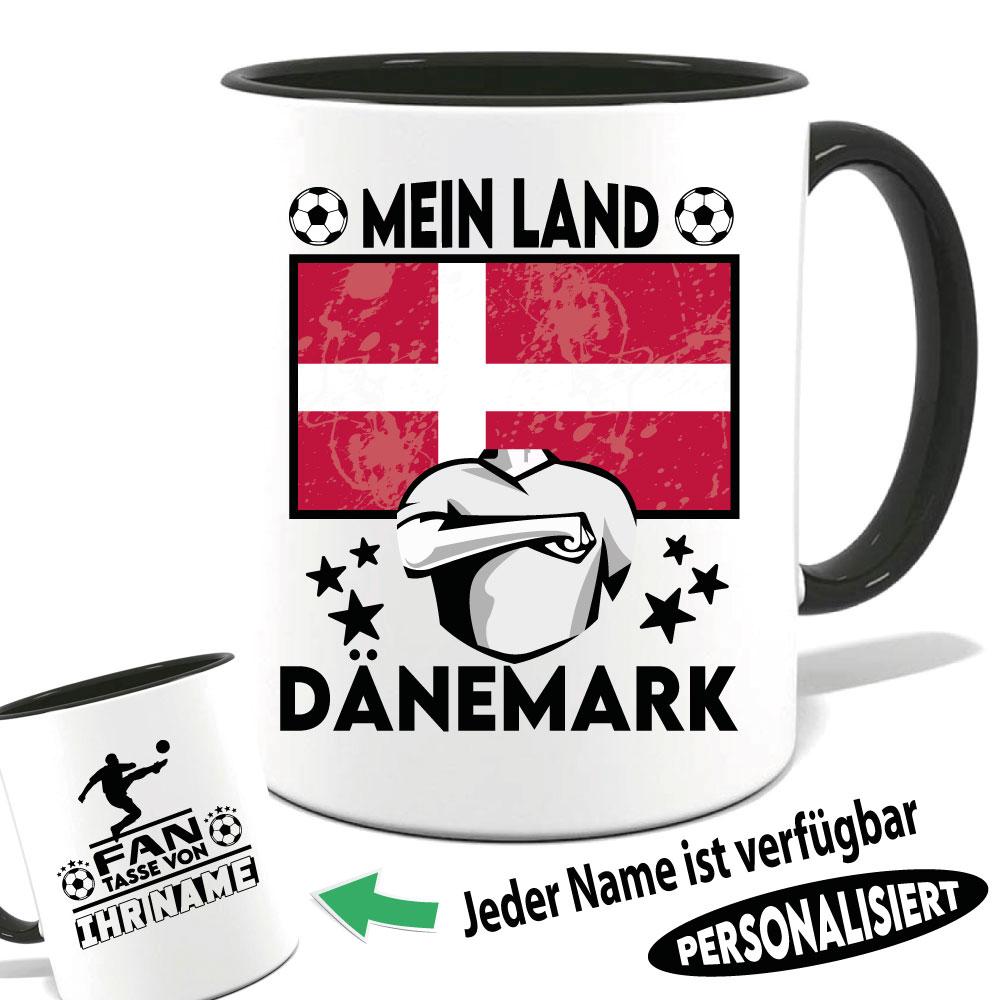Dänemark - Tasse für Fußballfans mit Name