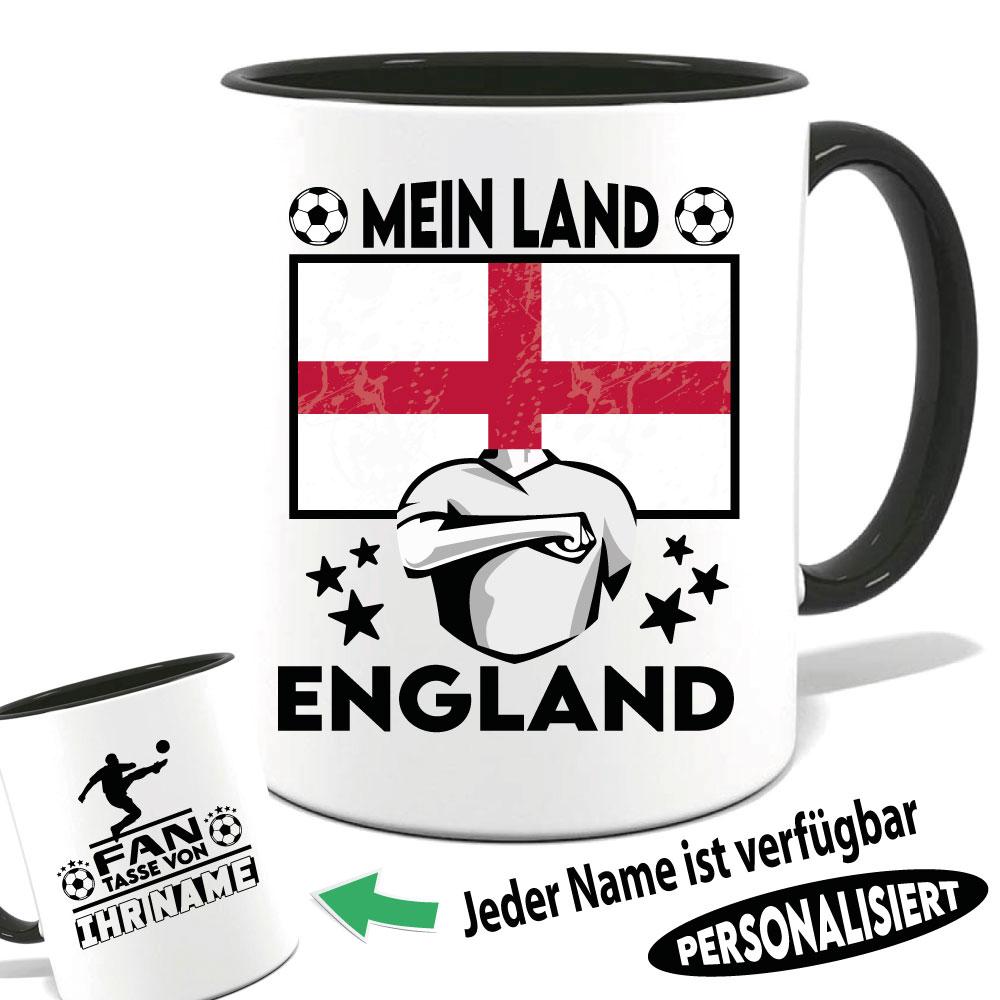 England - Tasse für Fußballfans mit Name