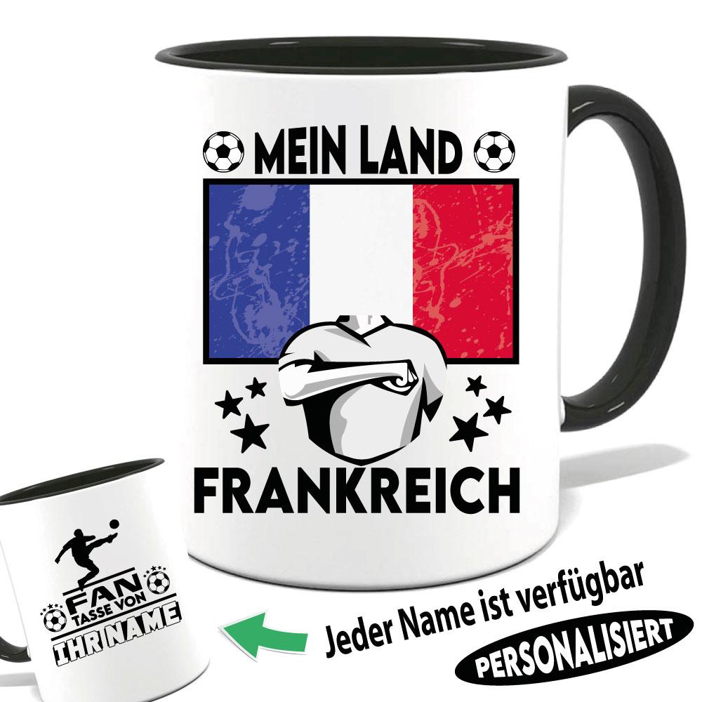 Frankreich - Tasse für Fußballfans mit Name