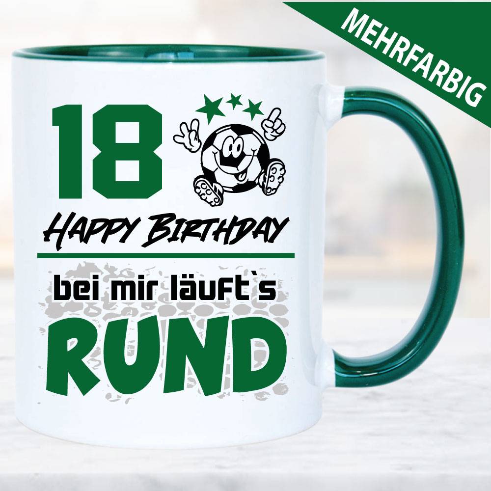 Fußballtasse zum Geburtstag läuft Rund 18 Jahre