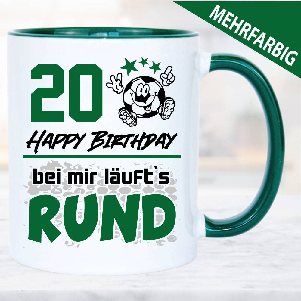 Fußballtasse zum Geburtstag läuft Rund 20 Jahre