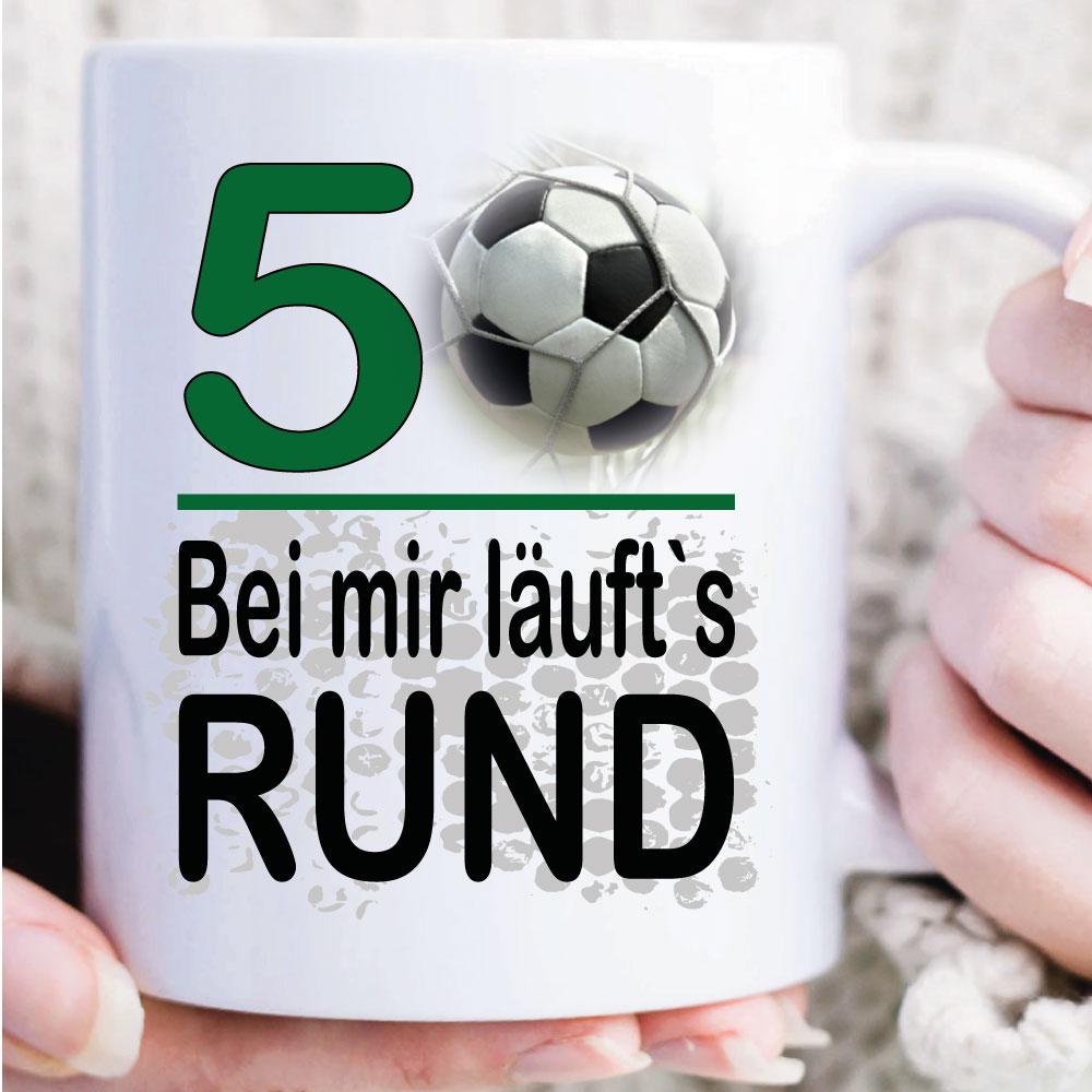 Fussballtasse zum Geburtstag läuft Rund 50 Weiss