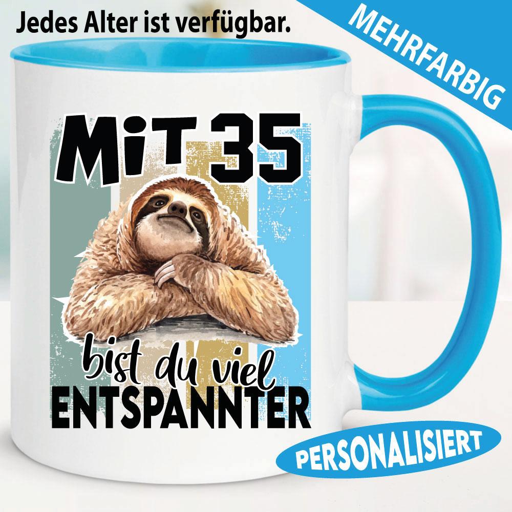 Personalisierte Tasse mit Faultier zum Geburtstag