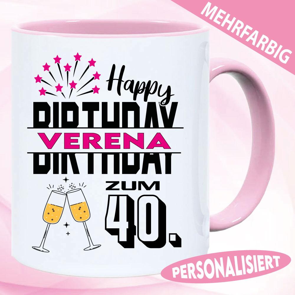 Tasse zum Geburtstag für Frauen mit Sektglas