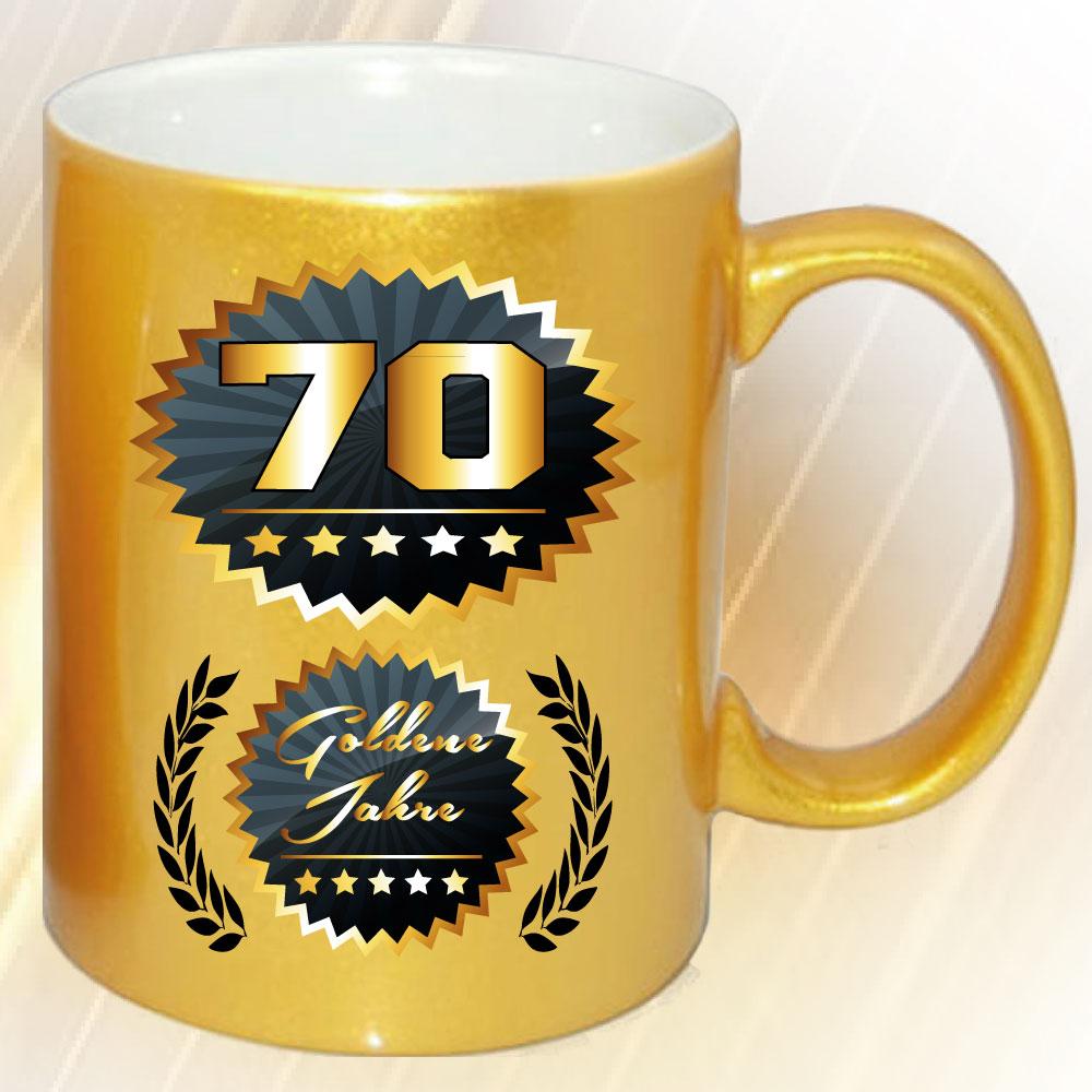 Gold Effekt Tasse zum Geburtstag Goldene Jahre 70
