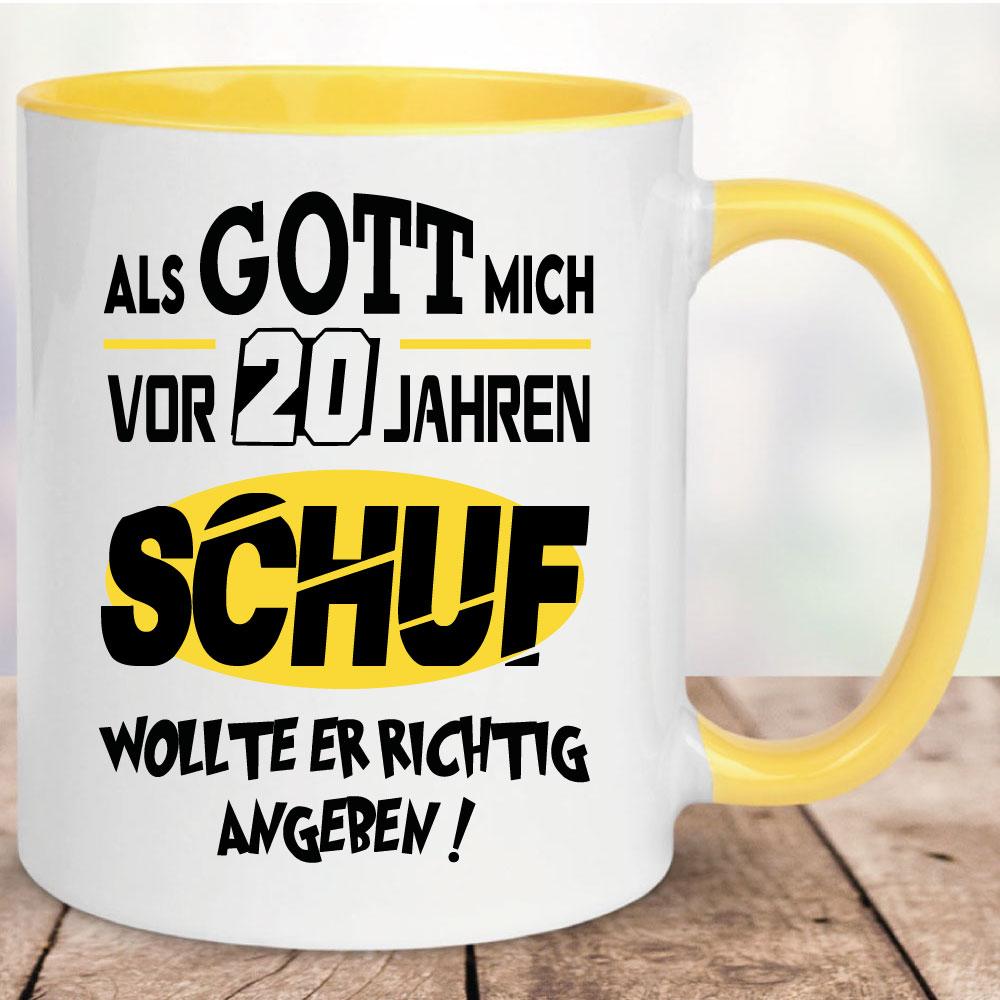 Tasse zum 20. Geburtstag Gott Schuf Gelb