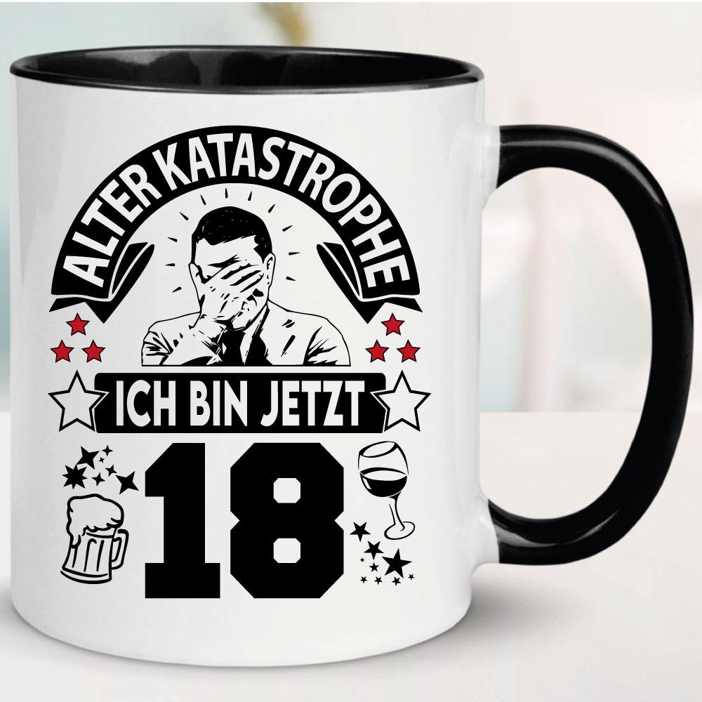 Tasse 18. Geburtstag Eine Katastrophe Schwarz