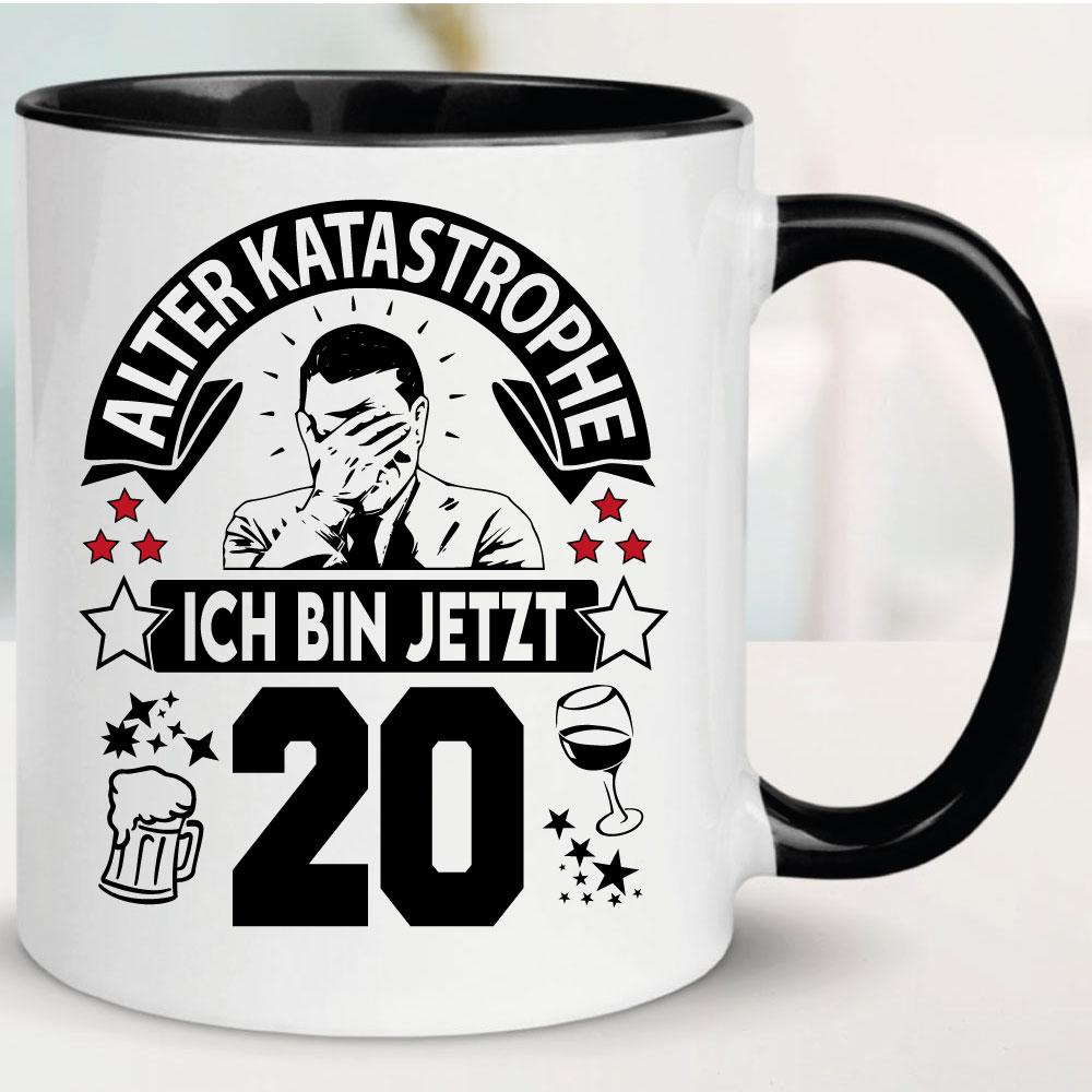 Tasse 20. Geburtstag Eine Katastrophe Schwarz