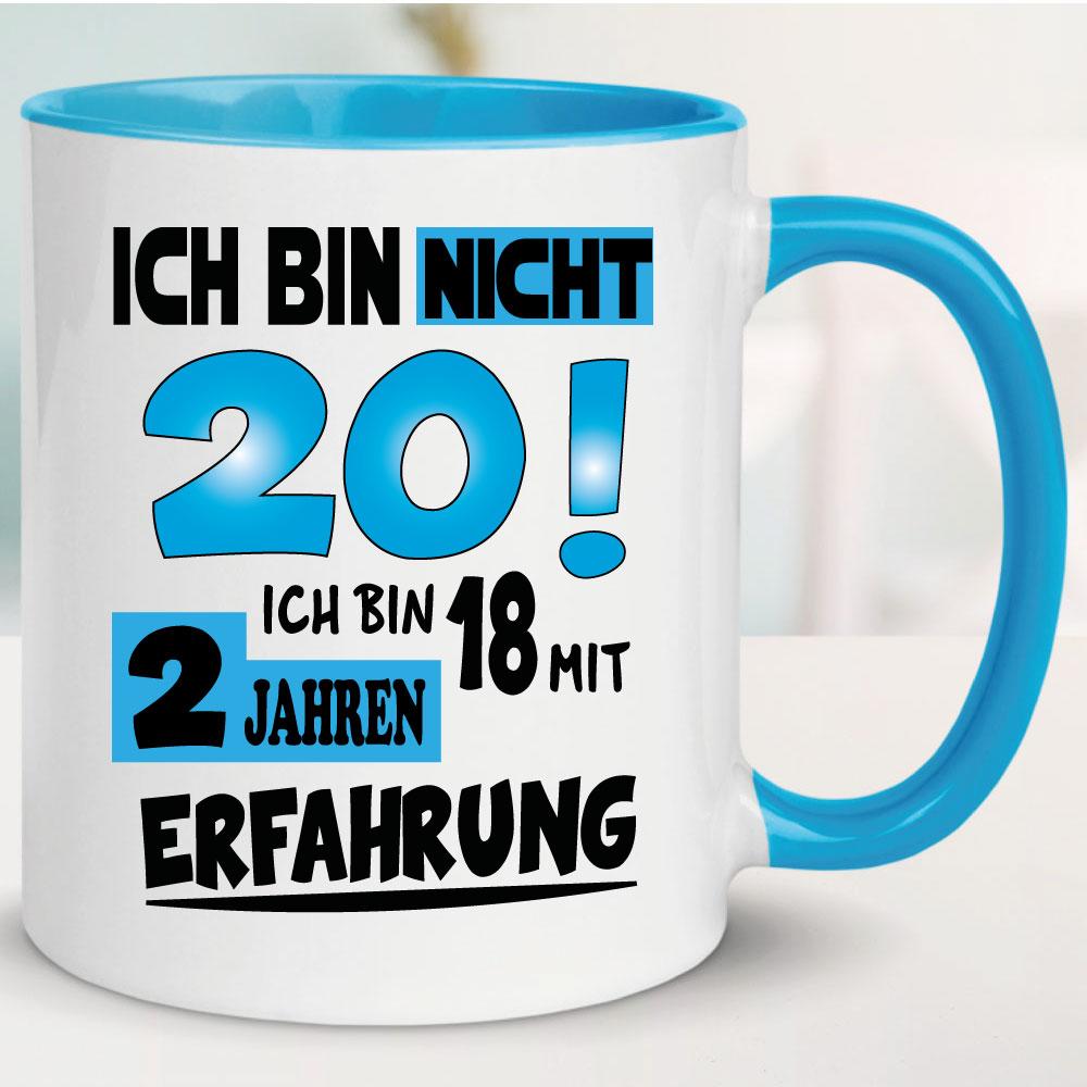 Tasse zum 20. Geburtstag Mit Erfahrung Hellblau