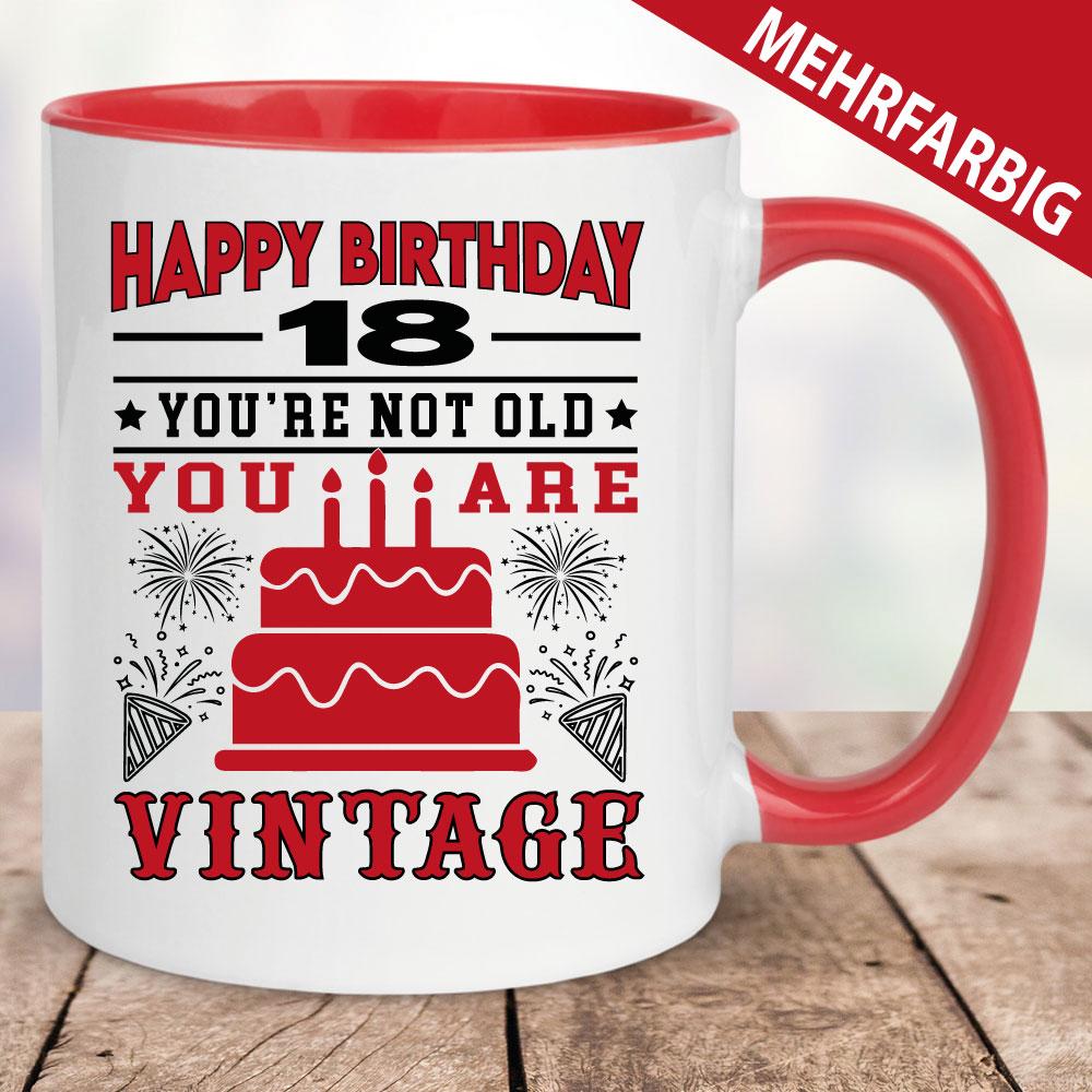 Retro und Vintage Tasse zum 18. Geburtstag.
