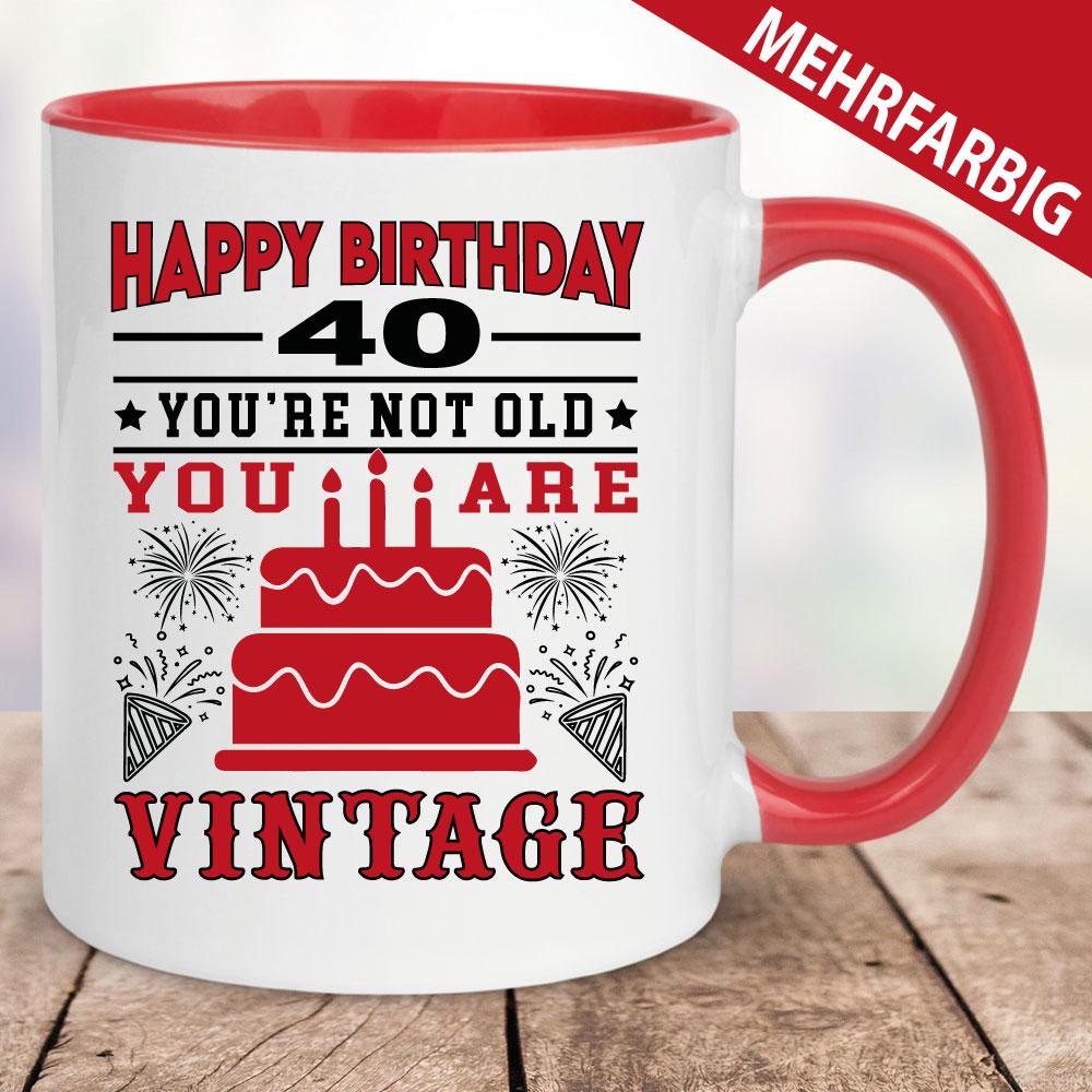 Retro und Vintage Tasse zum 40. Geburtstag.