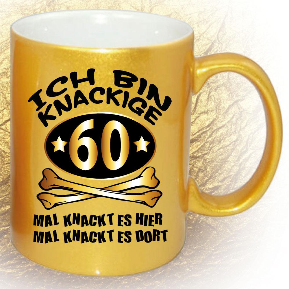 Glitzer Tasse Knackige Jahre 60 Gold