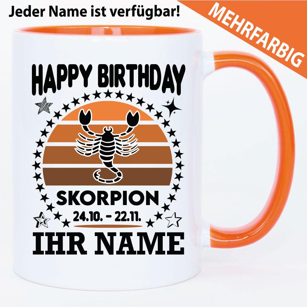 Tasse Sternzeichen Skorpion mit Name personalisiert