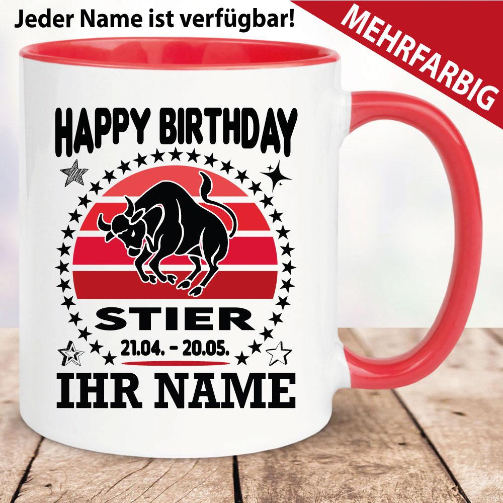 Tasse Sternzeichen Stier mit Name personalisiert