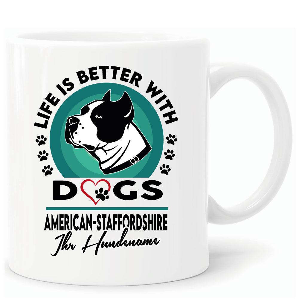 Tasse mit Hund personalisiert American-Staffordshire